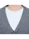 Embroidered Heart Logo Cashmere Cardigan Heather Grey - AMI - BALAAN 7