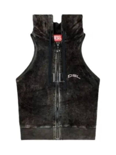 T Crity N1 Crystal Logo Sleeveless Zip-Up Hoodie Black - DIESEL - BALAAN 2