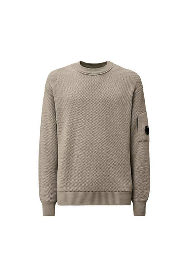 Re-Wool Lens Crewneck Knit Top Grey - CP COMPANY - BALAAN 1