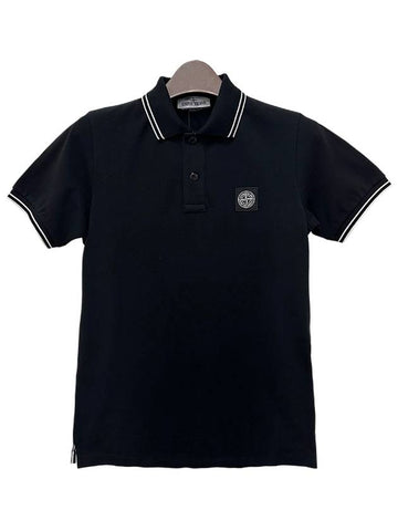 Kids Logo Patch Polo Short Sleeve T Shirt 14 Black 791621348 V0029 - STONE ISLAND - BALAAN 1