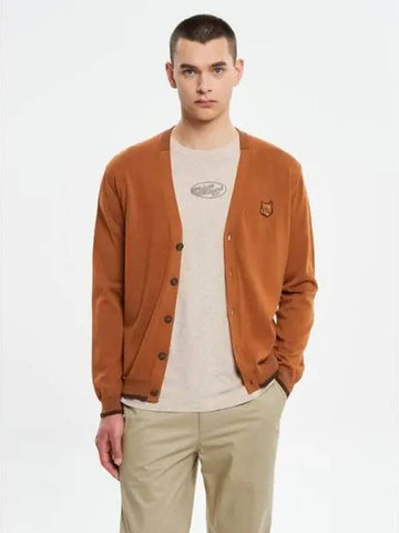 Men s Bold Foxhead Patch Regular Spring Fall Cardigan Tobacco Domestic Product GM0024032716242 - MAISON KITSUNE - BALAAN 1