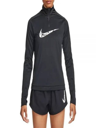 Dri-Fit Swoosh Quarter Zip Up Long Sleeves T Shirt Black - NIKE - BALAAN 2