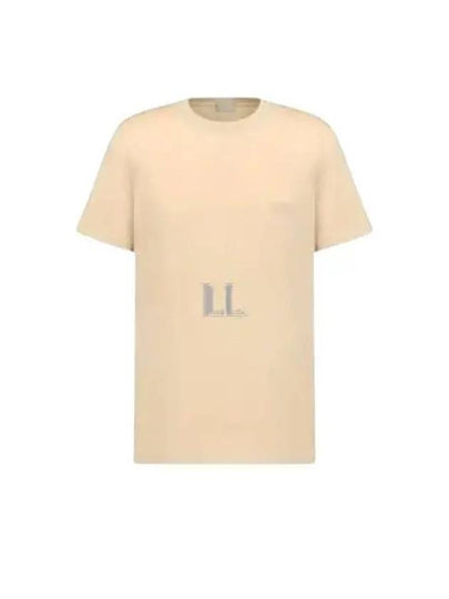 Embroidered Logo Cotton Jersey Short Sleeve T-Shirt Beige - DIOR - BALAAN 2