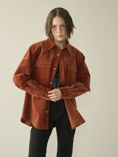 Western Corduroy Shirt Cinnamon Brown W - KINETO - BALAAN 1