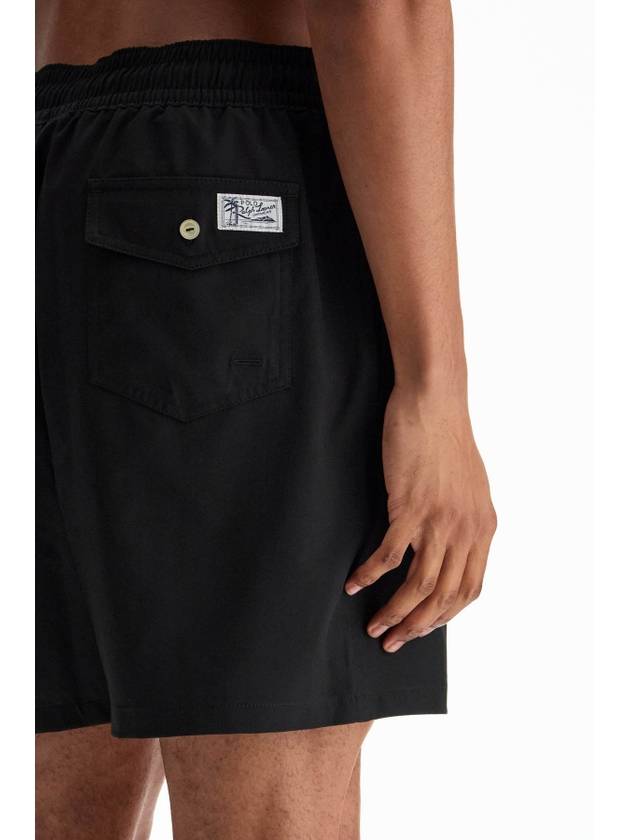 Embroidered Logo Drawstring Swim Shorts Black - POLO RALPH LAUREN - BALAAN 5