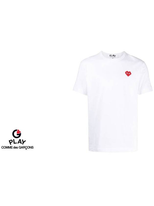 x Invader Pixel Heart Short Sleeve TShirt White AZT3220513 P1T3223 - COMME DES GARCONS PLAY - BALAAN 2