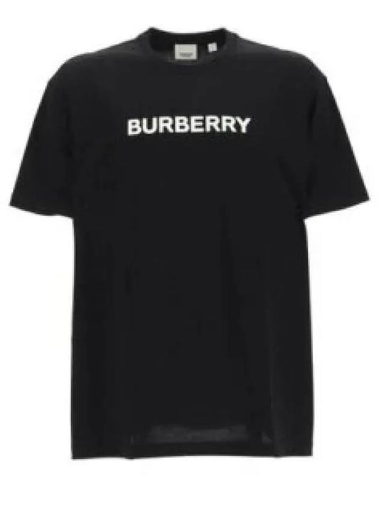 Logo Print Cotton Oversized Short Sleeve T-Shirt Black - BURBERRY - BALAAN 2