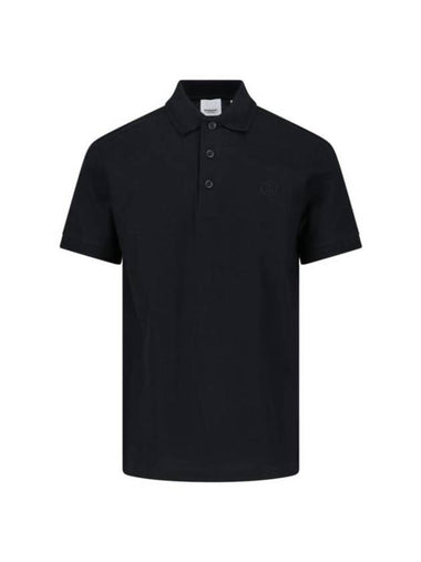 Men's Embroidered Logo Cotton Polo Shirt Black - BURBERRY - BALAAN 1