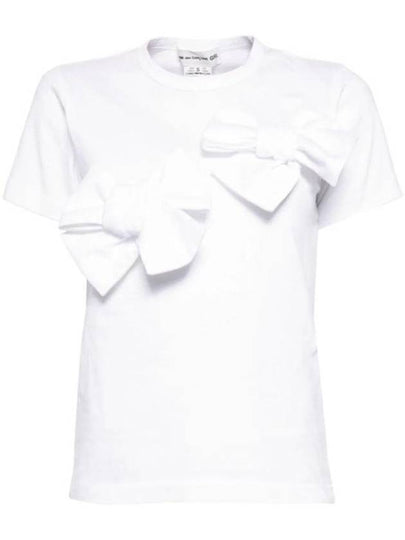 Ribbon Cotton Short Sleeve T-Shirt White - COMME DES GARCONS - BALAAN 2