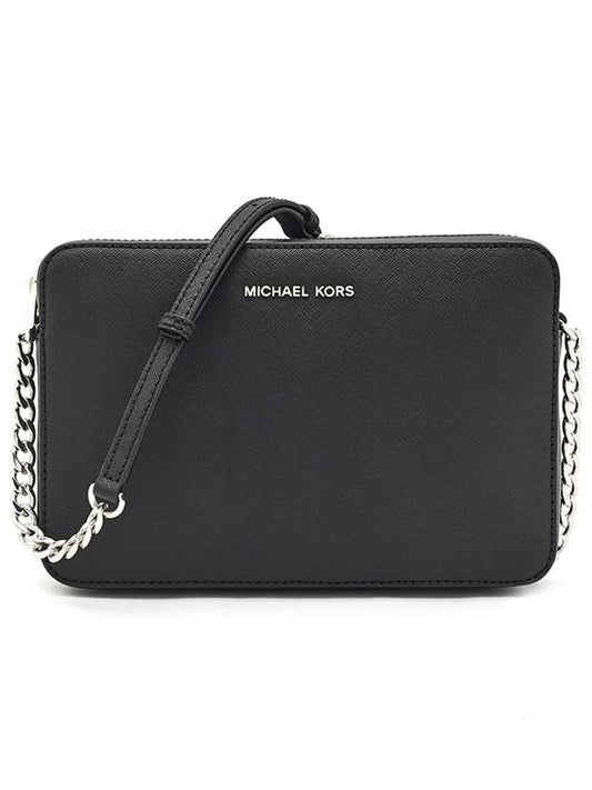 Jet Set Large Saffiano Leather Cross Bag Black - MICHAEL KORS - BALAAN.