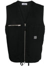 Cupro Cotton Twill TC Logo Patch Vest Black - STONE ISLAND - BALAAN 5