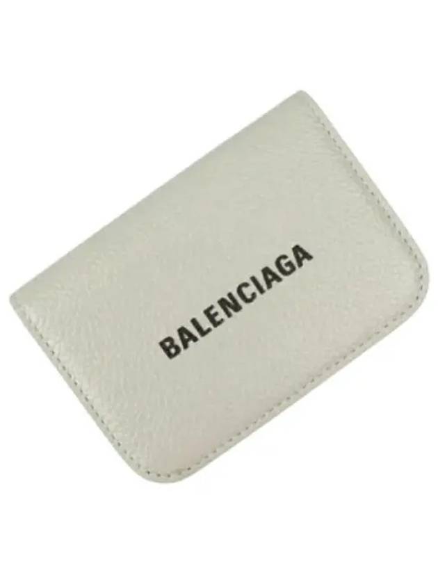 Logo Tripold Leather Half-Wallet Light Grey - BALENCIAGA - BALAAN 2