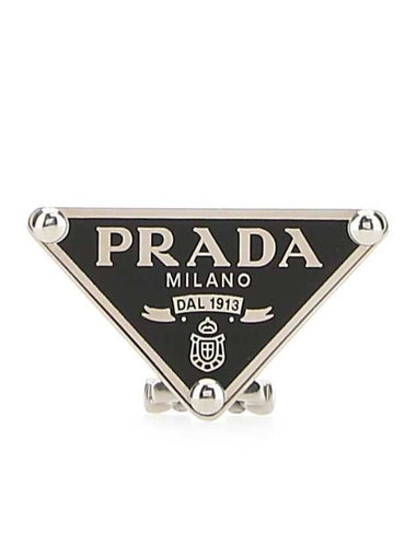 Triangle Logo Clip Single Earring Silver - PRADA - BALAAN 1