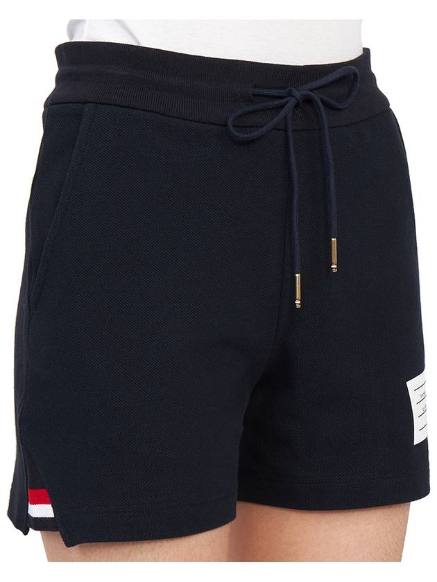 Women's Pique Stripe Rib Gusset Shorts Navy - THOM BROWNE - BALAAN 10