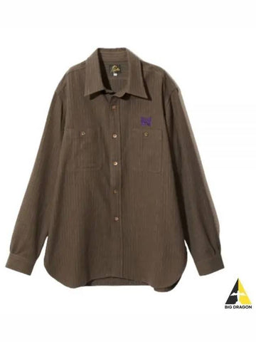 Work Shirt CLW Pin Stripe Twill Brown NS230 - NEEDLES - BALAAN 1