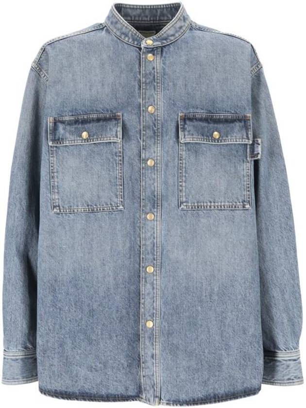 Denim Long Sleeve Shirt Blue - BOTTEGA VENETA - BALAAN 1