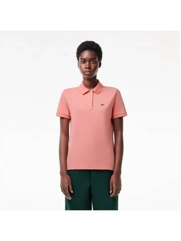 Women s 2 button regular fit polo t shirt salmon pink - LACOSTE - BALAAN 1