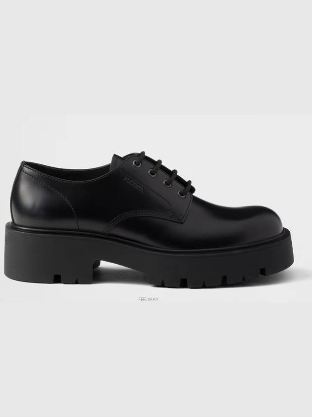 2EG460 B4L F0002 Brushed Leather Derby Shoes - PRADA - BALAAN 3