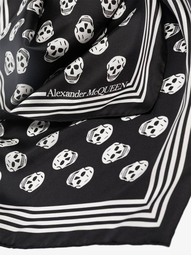 Skull Print Silk Scarf Black - ALEXANDER MCQUEEN - BALAAN 8