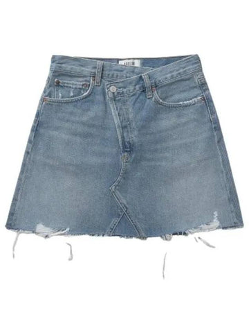 A Goldie Criss Cross Denim Skirt Light Blue Women s - AGOLDE - BALAAN 1