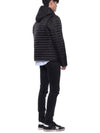 Matte Nylon 4-Bar Stripe Downfill Quilted Hoodie Padding Black - THOM BROWNE - BALAAN 7