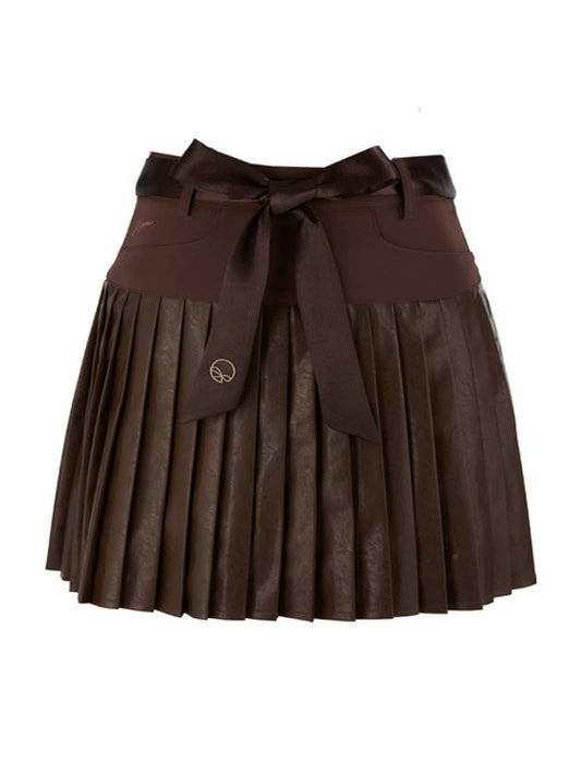 golf wear satin belt leather skirt Satin belt Leather skirt Brown - J JANE - BALAAN 2