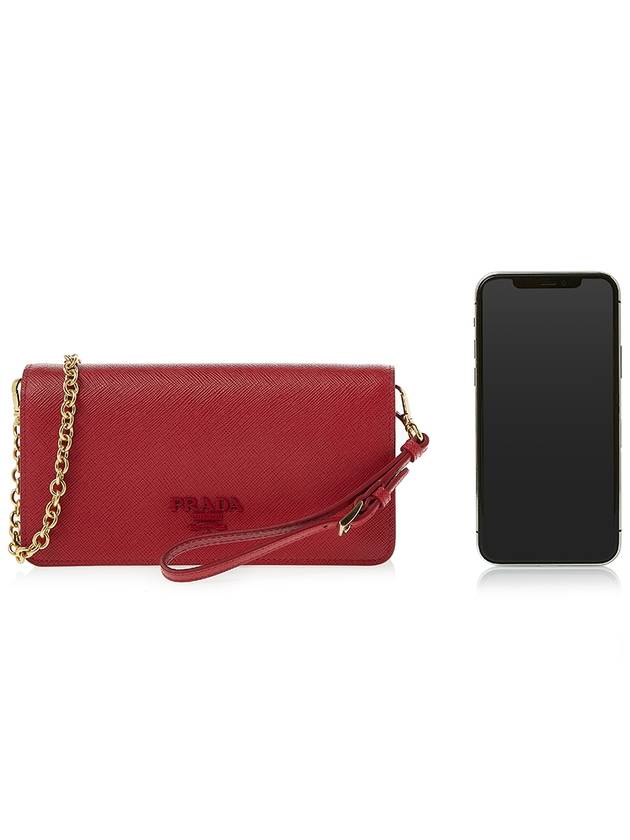 Monochrome Saffiano Leather Chain Mini Shoulder Bag Red - PRADA - BALAAN 7