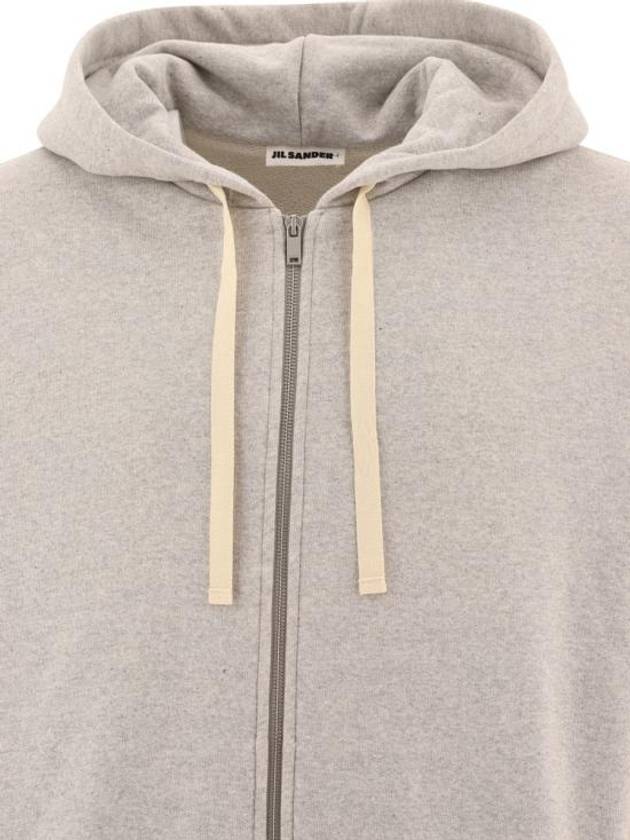 Logo Patch Cotton Zip-up Hoodie Light Grey - JIL SANDER - BALAAN 4