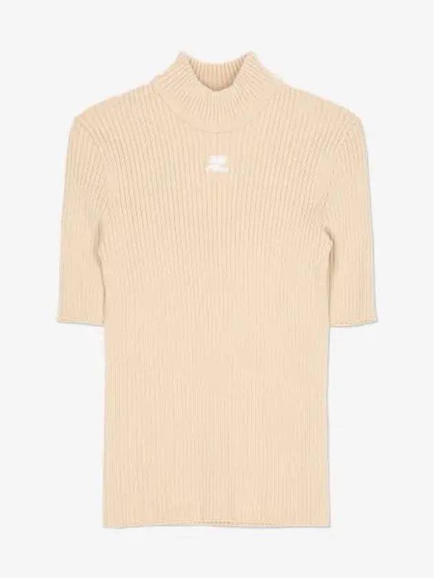 Reedition Knit Short Sleeve Turtle Neck Sand - COURREGES - BALAAN 2