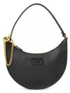 V Logo Chain Hobo Shoulder Bag Black - VALENTINO - BALAAN 3