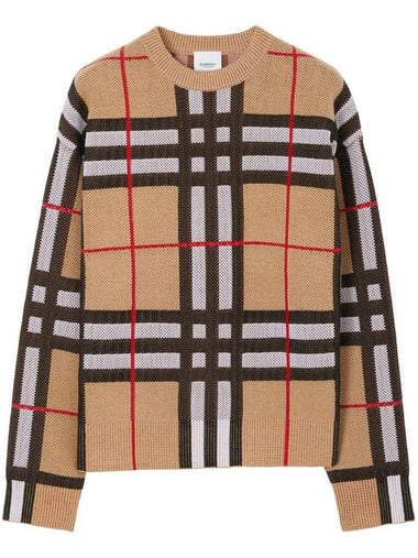 Vintage Check Crew Neck Knit Top Archive Beige - BURBERRY - BALAAN 1