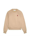 Cotton Heart Logo Sweatshirt Champagne - AMI - BALAAN 1