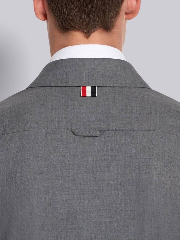 4 Bar Stripe Plain Weaving Wool Long Sleeve Shirt Grey - THOM BROWNE - BALAAN 6