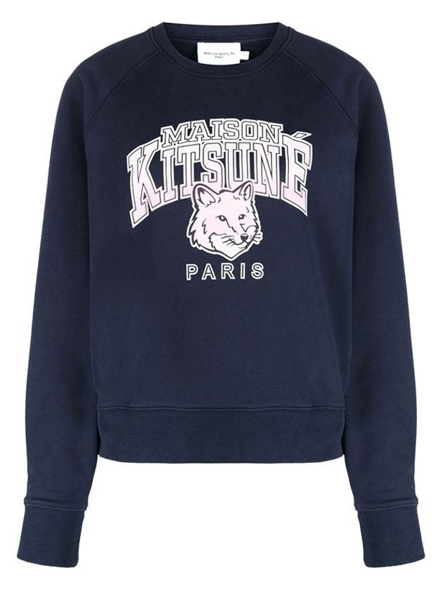 Campus Fox Print Cotton Sweatshirt Navy - MAISON KITSUNE - BALAAN 2