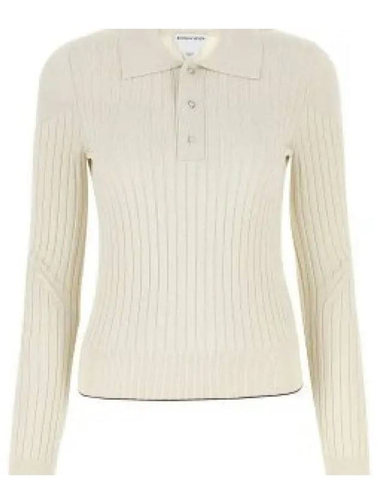 Ribbed Cotton Polo Shirt Bone - BOTTEGA VENETA - BALAAN 2