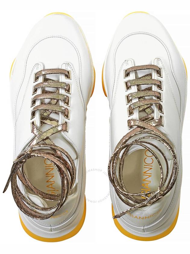 Giannico Ladies White Inox Calfskin Python Lace up Buckle Sneakers Brand Size 35 US Size 5 - GIANNICO - BALAAN 3