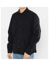 Organic Gabardine Buttoned Lens Long Slevee Shirt Black - CP COMPANY - BALAAN 2