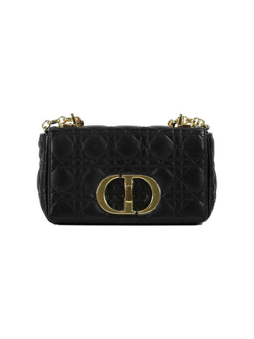 Women's Caro Supple Cannage Calfskin Medium Cross Bag Black - DIOR - BALAAN 1