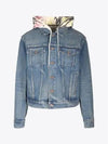 Logo Hoodie Union Wash Denim Jacket Blue - CELINE - BALAAN 2