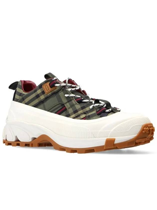 Arthur Check Cotton Low Top Sneakers Green - BURBERRY - BALAAN 4