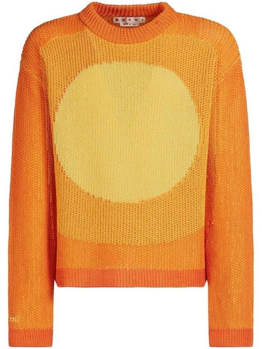 Graphic Circle Print Knit Top Orange - MARNI - BALAAN 1