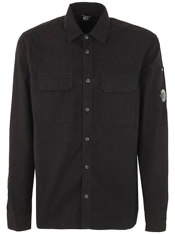 Men's Gabardine Long Sleeve Shirt Black - CP COMPANY - BALAAN.