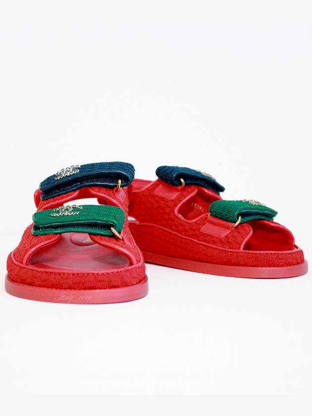 CC Logo Velcro Sandals Red - CHANEL - BALAAN 4