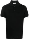 Men's Monogram Cotton Short Sleeve Polo Shirt Black - SAINT LAURENT - BALAAN 2