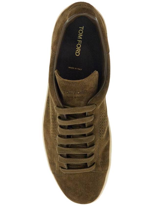 khaki suede low top sneakers with rubber sole - TOM FORD - BALAAN 2