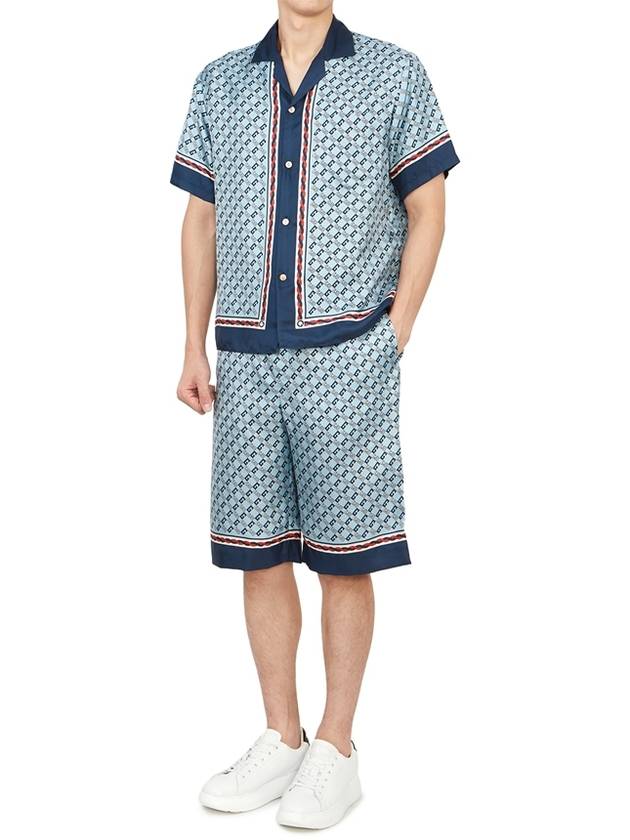 GUCCI Interlocking G Silk Short Sleeve Shirt Blue - Up to 80 GUCCI Interlocking G Silk Short Sleeve Shirt Blue - Up to 80