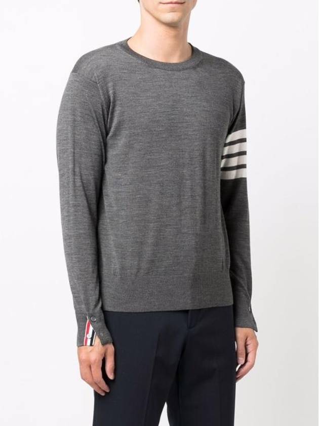 4 Bar Armband Classic Merino Wool Knit Top Light Grey - THOM BROWNE - BALAAN 3