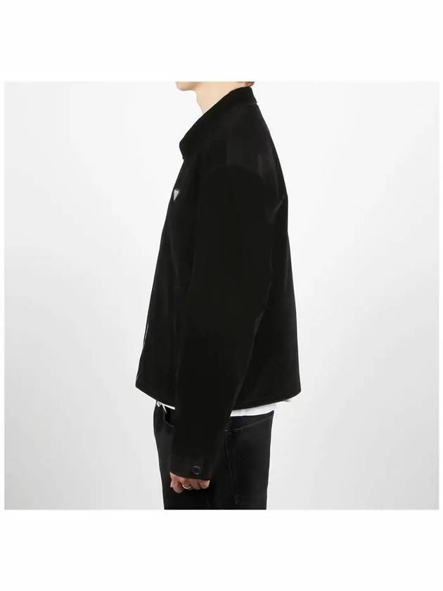 Velvet Denim Blouson Jacket Black - PRADA - BALAAN 4