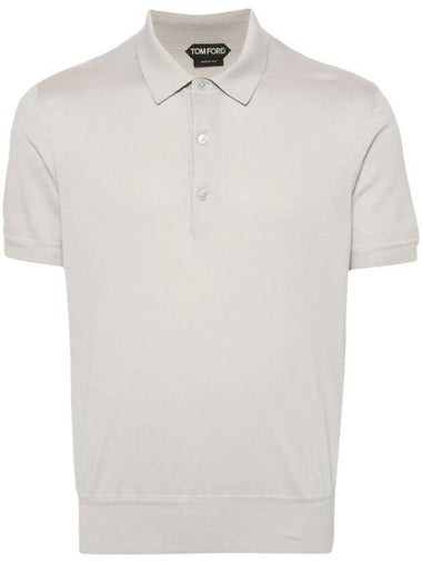 Men's Fine Knit Polo Shirt Grey - TOM FORD - BALAAN 1