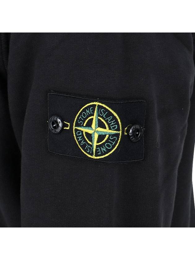 Logo Patch Brushed Cotton Hoodie Black - STONE ISLAND - BALAAN 6